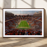 37160229-MGC-FP-36x24_Walnut-Neyland Stadium Wall Art – Panoramic Tennessee Volunteers Sunset Canvas Print, Checkerboard Crowd Football Game Day Decor for