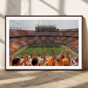 76011417-MGC-FP-36x24_Walnut-Neyland Stadium Wall Art – Panoramic Tennessee Volunteers Checkerboard Crowd Canvas Print, Day Game Football Celebration Sports