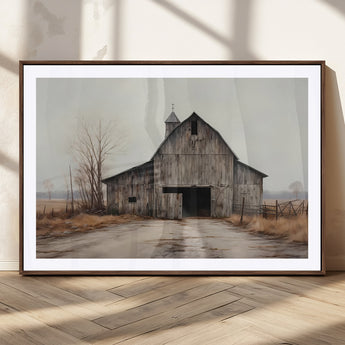 90499-MGC-FP-36x24_Walnut-Old Barn Wall Art Canvas Print, Framed Rustic Barn Art Picture Print, Abandoned Farm Perfect Rustic Farmhouse Decor Artwork