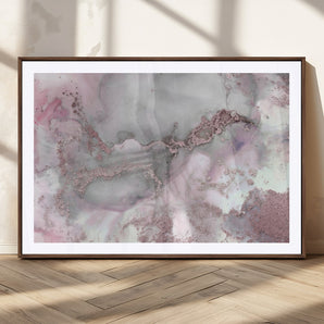 16416-MGC-FP-36x24_Walnut-Blush Marble Wall Art Canvas Print, Framed Rose Gold Art Picture Print, Pink Cloudy Perfect Modern Glam Decor Artwork