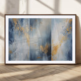 41836-MGC-FP-36x24_Walnut-Abstract Gold Wall Art Canvas Print, Framed Blue Layers Art Picture Print, Elegant Cloud Perfect Elegant Minimalist Decor Artwork