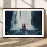 32259-MGC-FP-36x24_Walnut-Stitch Angel Wall Art Canvas Print, Framed Stitch Waterfall Art Picture Print, Cartoon Couple Perfect Moody Fantasy Decor Artwork