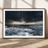 51359-MGC-FP-36x24_Walnut-Stormy Ocean Wall Art Canvas Print, Framed Moody Seascape Art Picture Print, Ocean Storm Perfect Dramatic Coastal Decor Artwork