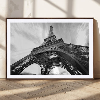 40006-MGC-FP-36x24_Walnut-Eiffel Tower Wall Art – Black and White Architectural Photo Print, Paris Inspired Decor for Bedroom, Office, Studio or Modern