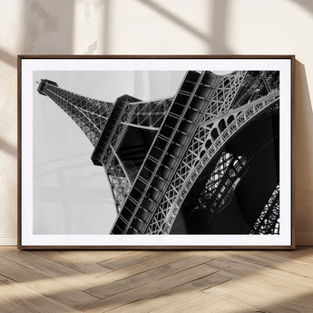 89033-MGC-FP-36x24_Walnut-Eiffel Tower Wall Art – Dramatic Black and White Architectural Canvas Print, Modern Paris Decor for Office, Living Room or