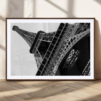 89033-MGC-FP-36x24_Walnut-Eiffel Tower Wall Art – Dramatic Black and White Architectural Canvas Print, Modern Paris Decor for Office, Living Room or