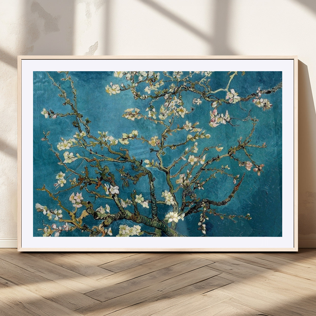 91714-MGC-FP-36x24_Natural-Almond Blossoms Wall Art – Handcrafted Van Gogh Inspired Floral Canvas Print, Beautiful Nature Decor for Living Room, Bedroom, or