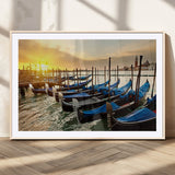 25872-MGC-FP-36x24_Natural-Venetian Gondola Dock Wall Art – Serene Sunset Canal Canvas Print, Tranquil Water Travel Decor for Office, Living Room, or Man