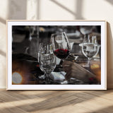 75513-MGV-CV-36X24-Elegant Wine Toast Wall Art – Close-Up Red Wine Glass at Dinner Table Canvas Print, Sophisticated Dining Room or Bar Decor