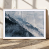 85737-MGV-CV-36X24-Misty Mountain Wall Art – Atmospheric Pine Forest Canvas Print with Fog and Mist, Calm Nature Decor for Living Room, Bedroom,