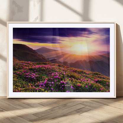49741-MGV-CV-36X24-Mountain Sunrise Wall Art – Vibrant Floral Landscape Canvas Print, Nature Home Decor for Living Room, Bedroom Office or Cabin