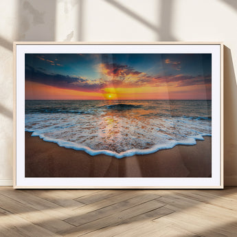 87032-MGC-FP-36x24_Natural-Ocean Sunset Wall Art – Stunning Beach Canvas Print with Vibrant Sky, Calm Waves, and Golden Horizon, Perfect Coastal Decor for