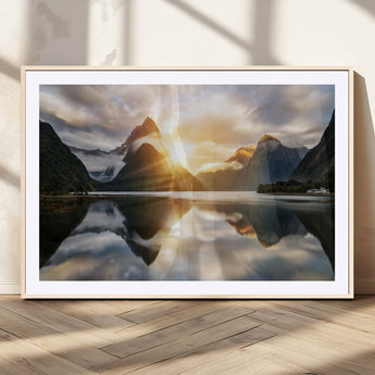78842-MGC-FP-36x24_Natural-Sunrise Mountain Reflection Wall Art – Stunning Nature Landscape Canvas Print for Home, Office, Living Room or Relaxing Space