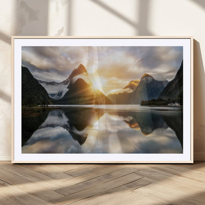 78842-MGC-FP-36x24_Natural-Sunrise Mountain Reflection Wall Art – Stunning Nature Landscape Canvas Print for Home, Office, Living Room or Relaxing Space