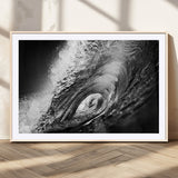 22702-MGV-CV-36X24-Black and White Ocean Wave Wall Art – Powerful Surf Curl Photography Canvas Print, Modern Coastal Decor for Living Room, Office or