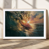 55359-MGV-CV-36X24-Radiant Ocean Wave Wall Art – Panoramic Surf Canvas Print, Vibrant Sunset Beach Decor for Home, Office or Man Cave