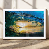 19378-MGV-CV-36X24-Ocean Wave Sunset Wall Art – Vibrant Surf and Golden Horizon Canvas Print, Coastal Seascape Photography for Living Room, Bedroom,