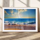 50522-MGV-CV-36X24-Ocean Sunrise Wall Art – Peaceful Beach Waves and Golden Horizon Canvas Print, Coastal Seascape Decor for Home or Office