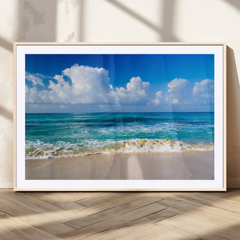 60364-MGV-CV-36X24-Tropical Ocean Wave Wall Art – Serene Blue Sea and White Sand Beach Canvas Print, Coastal Landscape Decor for Living Room, Bedroom