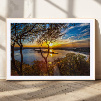 71863-MGC-FP-36x24_Natural-Lake Sunset Wall Art – Scenic Nature Canvas Print with Trees and Golden Sky, Serene Landscape Decor for Living Room, Bedroom or