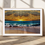 83389-MGV-CV-36X24-Ocean Sunrise Wall Art – Vibrant Beach Waves Canvas Print, Coastal Seascape Decor for Living Room or Office