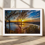 66839-MGV-CV-36X24-Lake Sunset Wall Art – Golden Hour Canvas Print with Trees and Water Reflection, Scenic Landscape Photography for Living Room,