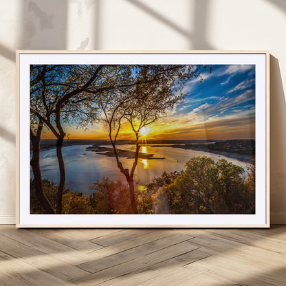66839-MGV-CV-36X24-Lake Sunset Wall Art – Golden Hour Canvas Print with Trees and Water Reflection, Scenic Landscape Photography for Living Room,
