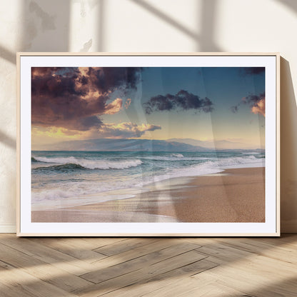 42253-MGV-CV-36X24-Serene Beach Waves Wall Art – Tranquil Ocean Horizon Canvas Print, Coastal Seascape Decor for Living Room or Office Wall