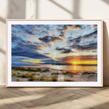 39645-MGV-CV-36X24-Golden Beach Sunset Wall Art – Serene Ocean Horizon Canvas Print, Coastal Nature Landscape Decor for Living Room, Bedroom or