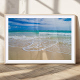20660-MGV-CV-36X24-Ocean Wave Beach Wall Art – Serene Blue Sea and Sandy Shore Canvas Print, Coastal Landscape Photography Decor for Living Room or