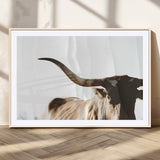 35866-MGC-FP-36x24_Natural-Texas Longhorn Wall Art – Rustic Western Bull Canvas Print, Farmhouse Animal Photography Decor for Living Room, Office, or Ranch