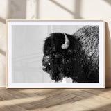 68780-MGC-FP-36x24_Natural-Bison Close-Up Wall Art – Black and White Buffalo Canvas Print, Rustic Wildlife Photography Decor for Living Room, Office, or