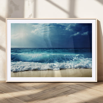 84116-MGV-CV-36X24-Ocean Wave Wall Art – Blue Sea and Beach Canvas Print, Coastal Seascape Photography Artwork for Living Room, Bedroom, or Office