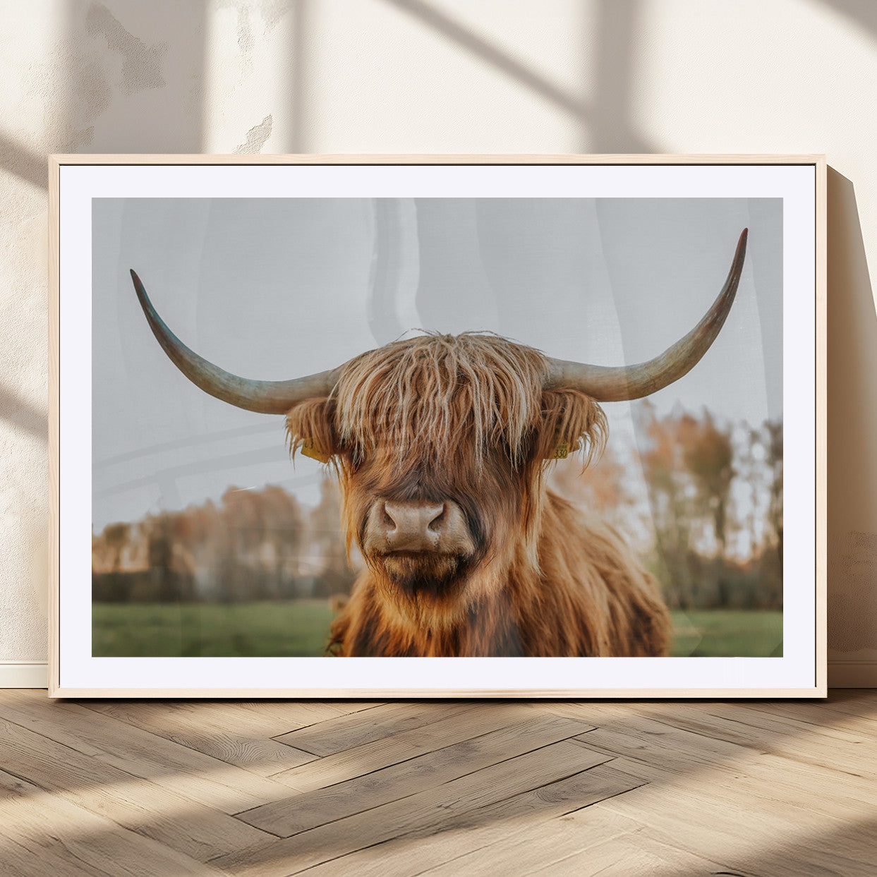 64824-MGV-CV-36X24-Highland Cow Wall Art – Rustic Scottish Bull Canvas Print, Farmhouse Animal Decor for Living Room, Bedroom, Office or Cabin