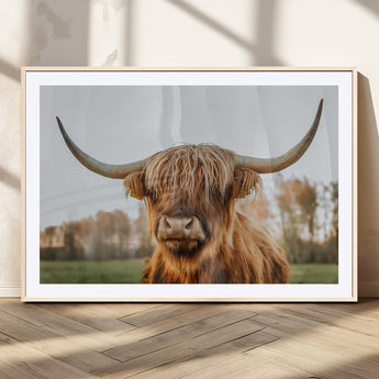 64824-MGV-CV-36X24-Highland Cow Wall Art – Rustic Scottish Bull Canvas Print, Farmhouse Animal Decor for Living Room, Bedroom, Office or Cabin