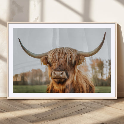64824-MGV-CV-36X24-Highland Cow Wall Art – Rustic Scottish Bull Canvas Print, Farmhouse Animal Decor for Living Room, Bedroom, Office or Cabin