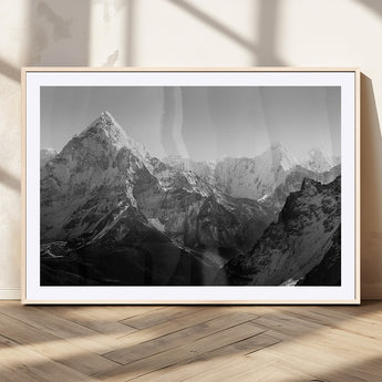 10775-MGV-CV-36X24-Snow Capped Mountain Wall Art – Black and White Canvas Print of Majestic Peaks, Nature Landscape Photography for Office, Bedroom,