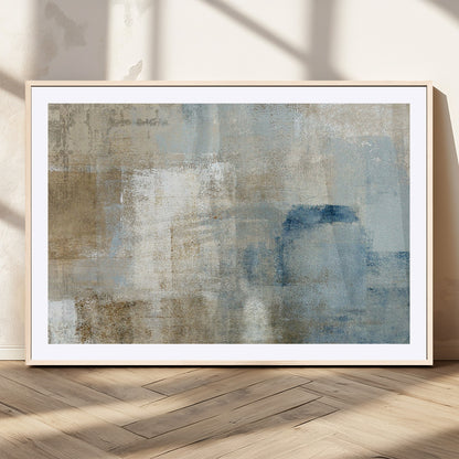 38126-MGV-CV-36X24-Neutral Abstract Wall Art – Modern Beige and Blue Canvas Print and Minimalist Textured Painting for Living Room, Bedroom or Office
