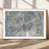 17631-MGV-CV-36X24-Radiant Burst Wall Art – Abstract Sunburst Canvas Print in Blue and Gold, Modern Geometric Painting for Living Room, Office or