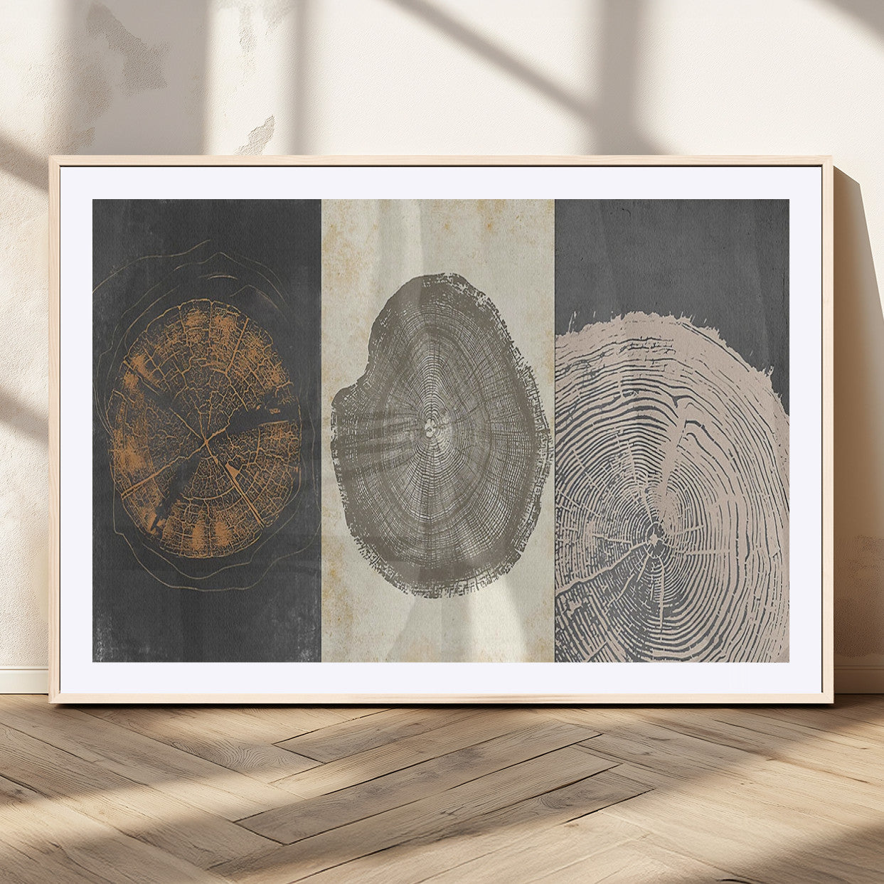 80725-MGV-CV-36X24-Wood Tree Rings Wall Art Canvas Print, Framed Tree Rings Art Picture Print, Abstract Tree Rings Perfect Modern Boho Decor Artwork
