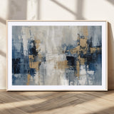 44344-MGC-FP-36x24_Natural-Abstract Blue and Gold Wall Art – Modern Hand Painted Canvas Print, Contemporary Textured Painting for Living Room, Bedroom or