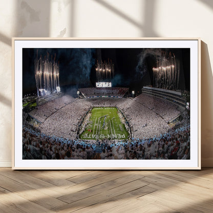 11391-MGV-CV-36X24-Penn State Stadium Wall Art – Panoramic White Out Football Game Canvas Print, College Sports Decor for Office, Man Cave, or Living