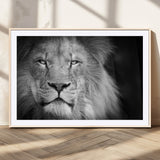 94453-MGC-FP-36x24_Natural-Lion Portrait Wall Art – Black and White King of the Jungle Canvas Print, Safari Wildlife Decor for Office, Bedroom, or Living