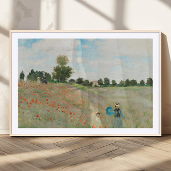 74890-MGC-FP-36x24_Natural-Monet Poppy Field Wall Art – Impressionist Landscape Canvas Print, Classic French Artwork for Living Room, Bedroom or Office Decor