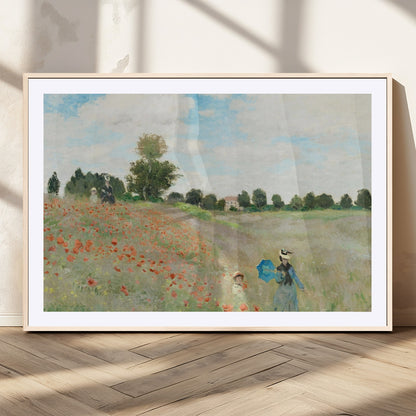 74890-MGC-FP-36x24_Natural-Monet Poppy Field Wall Art – Impressionist Landscape Canvas Print, Classic French Artwork for Living Room, Bedroom or Office Decor