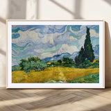 97252-MGC-FP-36x24_Natural-Wheat Field with Cypress – Van Gogh Wall Art, Impressionist Landscape Canvas Print, Rustic Home Decor for Living Room or Office