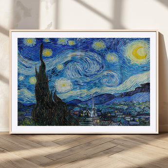 39177-MGC-FP-36x24_Natural-Starry Night Wall Art – Vincent van Gogh Famous Painting Canvas Print, Timeless Starry Sky Decor for Living Room, Bedroom or
