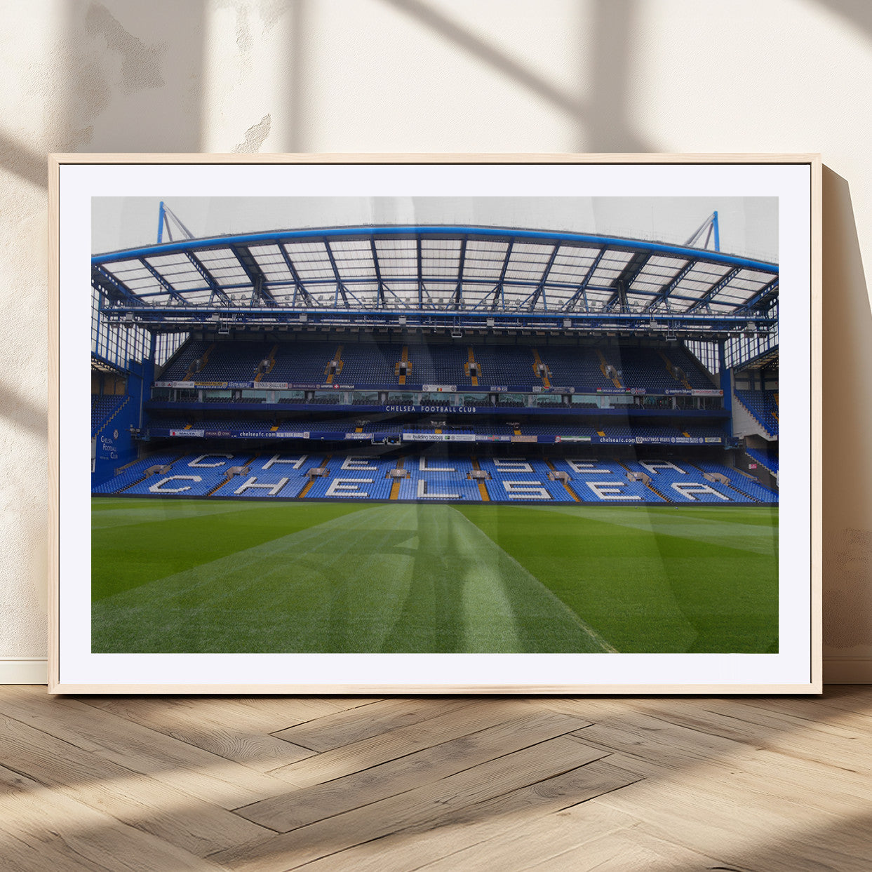 59508-MGC-FP-36x24_Natural-Chelsea Stadium Wall Art – Stamford Bridge Football Arena Canvas Print, Iconic Soccer Artwork for Living Room, Office, Game Room