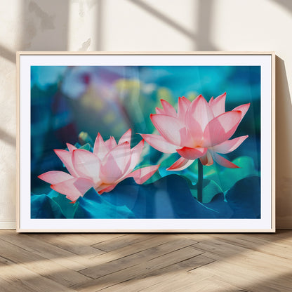 32559-MGC-FP-36x24_Natural-Lotus Flower Wall Art – Pink Water Lily Canvas Print, Tranquil Nature Decor for Living Room, Bedroom or Meditation Space
