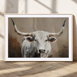61423-MGV-CV-36X24-Longhorn Bull Wall Art – Rustic Western Texas Steer Canvas Print, Cowboy Farmhouse Decor for Living Room, Bedroom, Office or Ranch